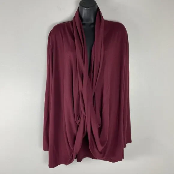 Pure Jill Womens Bordeaux Cardigan Sweater Sz Large Multi-Way Wrap Burgundy - Picture 1 of 8